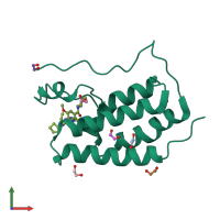 PDB entry 5kj0 coloured by chain, front view.