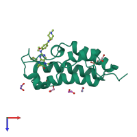 PDB entry 5kj0 coloured by chain, top view.