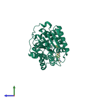 PDB entry 5kj2 coloured by chain, side view.