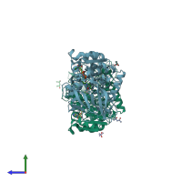 PDB entry 5kjf coloured by chain, side view.