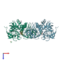 PDB entry 5kjf coloured by chain, top view.