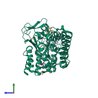 PDB entry 5kjn coloured by chain, side view.