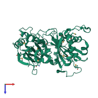 PDB entry 5kjs coloured by chain, top view.