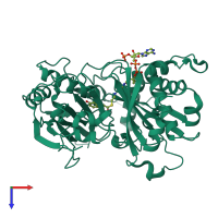 PDB entry 5kjt coloured by chain, top view.