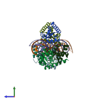 PDB entry 5kk1 coloured by chain, side view.