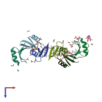 PDB entry 5kk4 coloured by chain, top view.