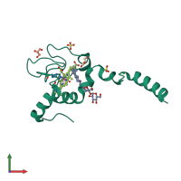 PDB entry 5kke coloured by chain, front view.