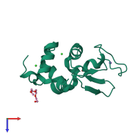 PDB entry 5kkj coloured by chain, top view.