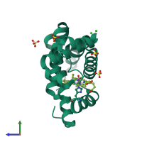 PDB entry 5kkk coloured by chain, side view.