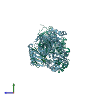 PDB entry 5kkn coloured by chain, side view.