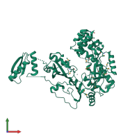 Monomeric assembly 1 of PDB entry 5kkp coloured by chemically distinct molecules, front view.