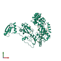 PDB entry 5kkp coloured by chain, front view.