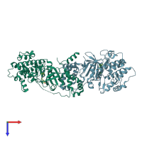 PDB entry 5kks coloured by chain, top view.