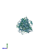 PDB entry 5kkt coloured by chain, side view.