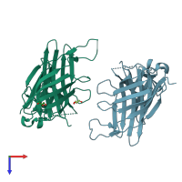 PDB entry 5kkx coloured by chain, top view.