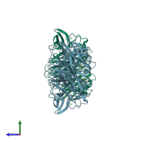 PDB entry 5kky coloured by chain, side view.