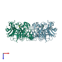 PDB entry 5kky coloured by chain, top view.