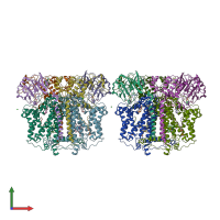 PDB entry 5kkz coloured by chain, front view.