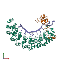 PDB entry 5kl1 coloured by chain, front view.