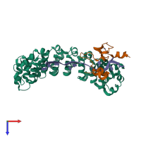 PDB entry 5kl1 coloured by chain, top view.