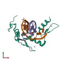 PDB entry 5kl5 coloured by chain, front view.