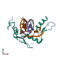 PDB entry 5kl7 coloured by chain, front view.