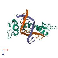 PDB entry 5kl7 coloured by chain, top view.