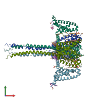 PDB entry 5klb coloured by chain, front view.