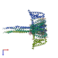 PDB entry 5klb coloured by chain, top view.