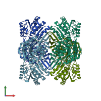 PDB entry 5kll coloured by chain, front view.