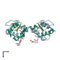 PDB entry 5klu coloured by chain, top view.