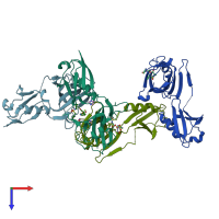 PDB entry 5klx coloured by chain, top view.