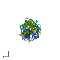 PDB entry 5km0 coloured by chain, side view.
