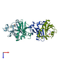 PDB entry 5km0 coloured by chain, top view.