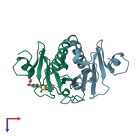 PDB entry 5km2 coloured by chain, top view.