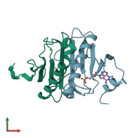 PDB entry 5km5 coloured by chain, front view.