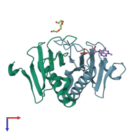 PDB 5km5 coloured by chain and viewed from the top.