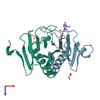 PDB entry 5km8 coloured by chain, top view.