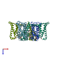 PDB entry 5kmh coloured by chain, top view.