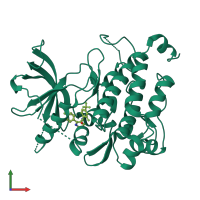 PDB entry 5kmk coloured by chain, front view.