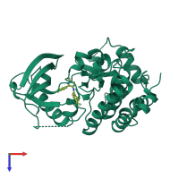 PDB entry 5kmk coloured by chain, top view.