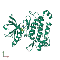 PDB entry 5kmo coloured by chain, front view.