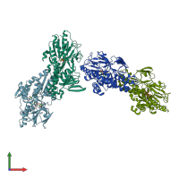 PDB entry 5kmq coloured by chain, front view.