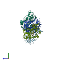 PDB entry 5kmq coloured by chain, side view.