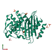 PDB entry 5kmu coloured by chain, front view.