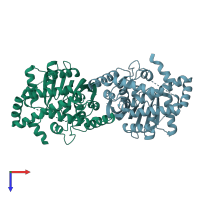 PDB entry 5kn4 coloured by chain, top view.