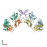 PDB entry 5kn5 coloured by chain, front view.