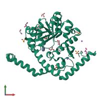 PDB entry 5kn7 coloured by chain, front view.