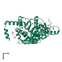 PDB entry 5kn7 coloured by chain, top view.