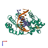 PDB entry 5kn9 coloured by chain, top view.